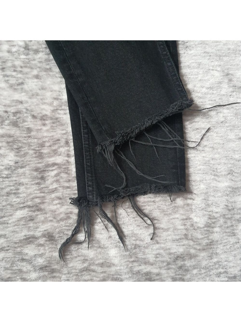 Zara Black High Waisted Straight Skinny Jeans Size 2 Raw Hem - Picture 5 of 12